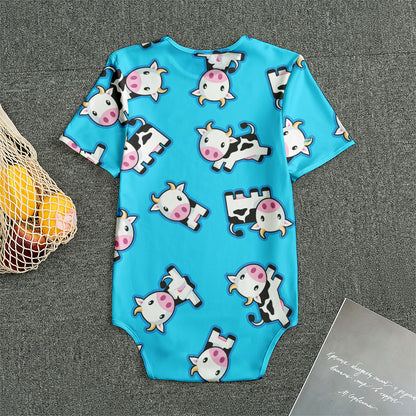 Cute Cartoon Baby Cow Pattern Print Men's Bodysuit