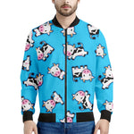 Cute Cartoon Baby Cow Pattern Print Men's Bomber Jacket
