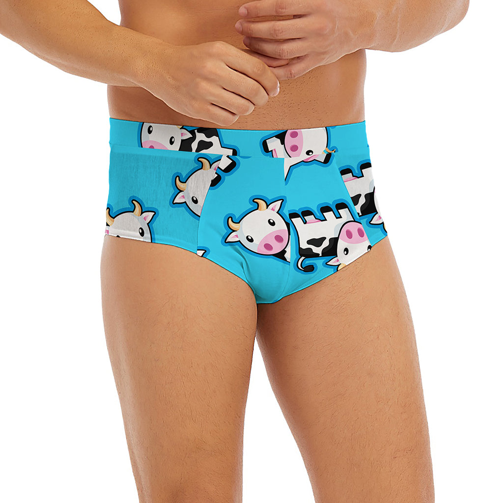 Cute Cartoon Baby Cow Pattern Print Men's Briefs