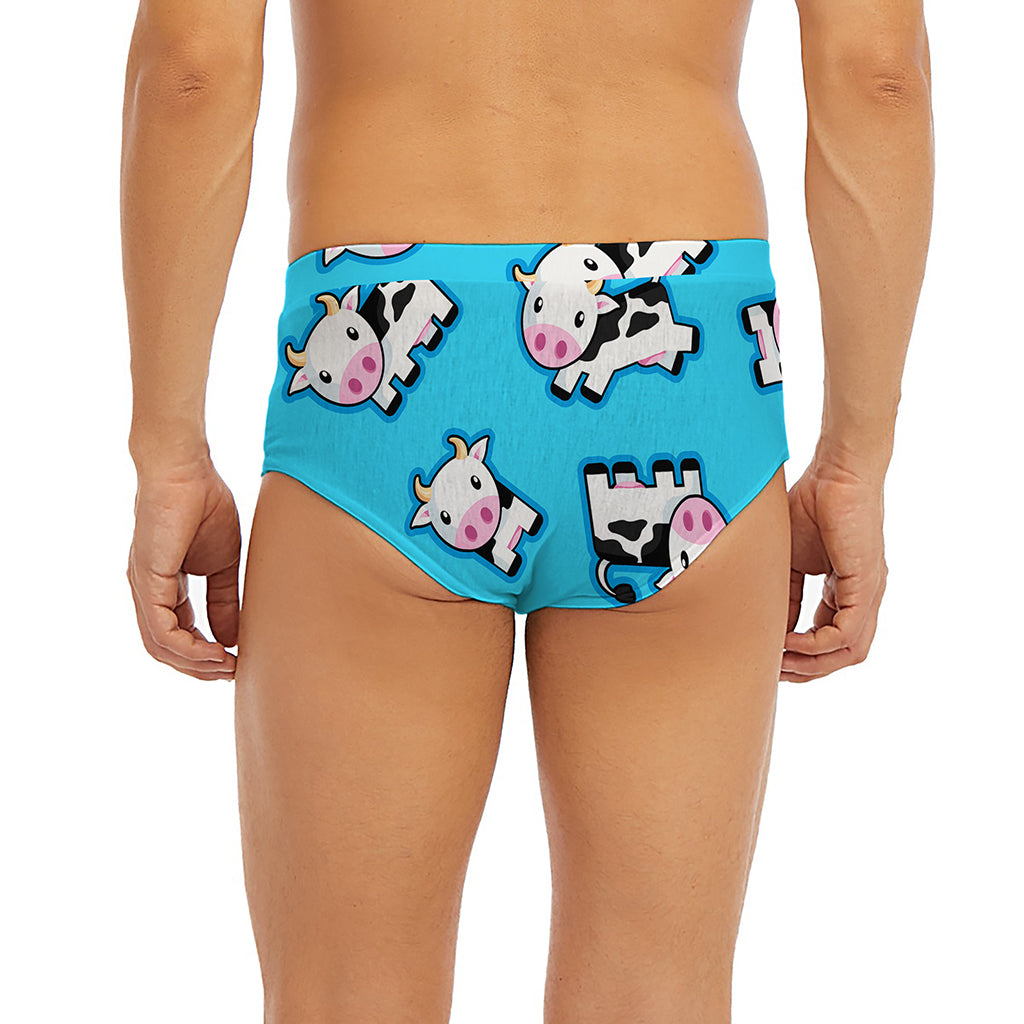 Cute Cartoon Baby Cow Pattern Print Men's Briefs