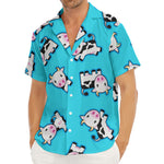 Cute Cartoon Baby Cow Pattern Print Men's Deep V-Neck Shirt