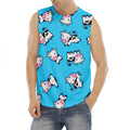Cute Cartoon Baby Cow Pattern Print Men's Fitness Tank Top