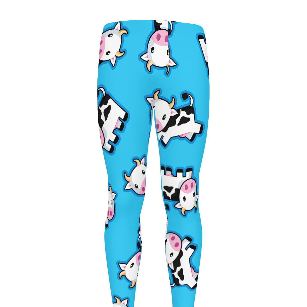 Cute Cartoon Baby Cow Pattern Print Men's leggings
