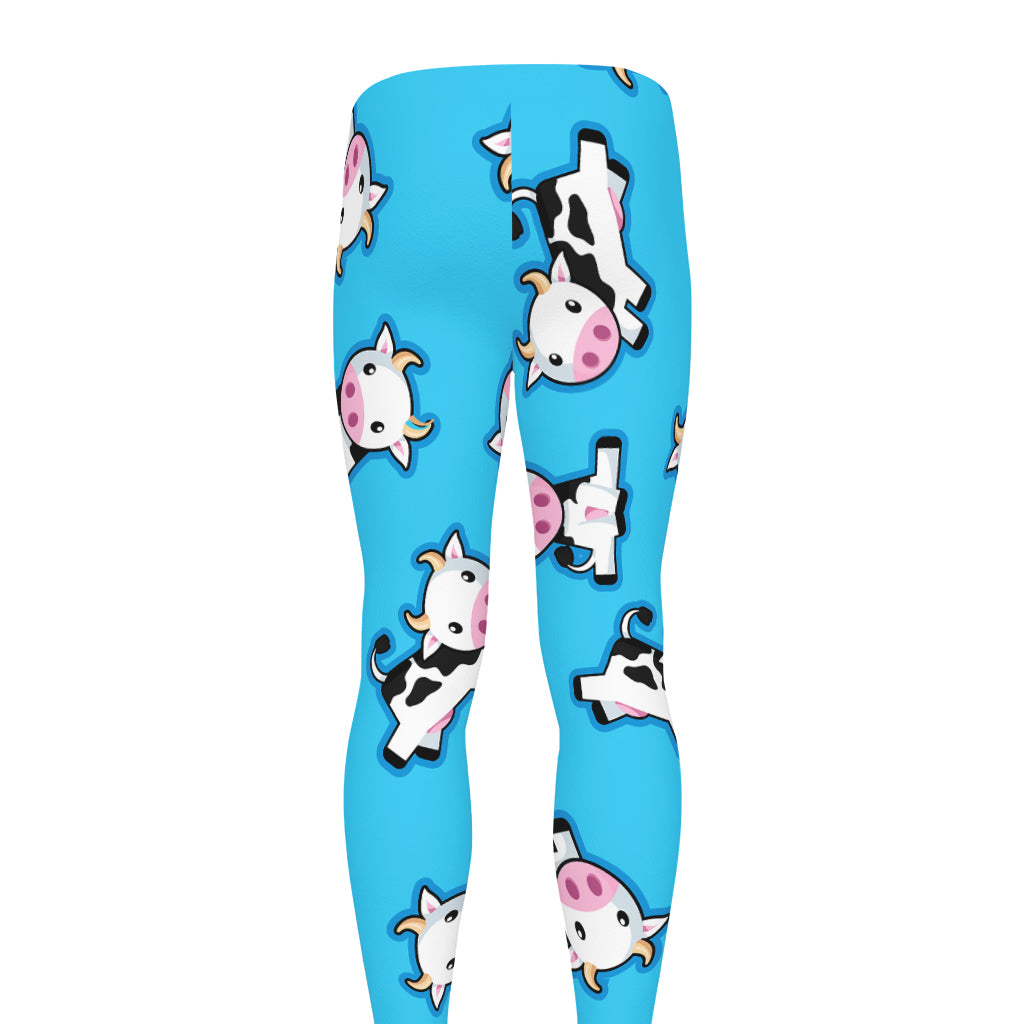 Cute Cartoon Baby Cow Pattern Print Men's leggings