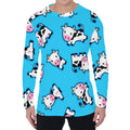 Cute Cartoon Baby Cow Pattern Print Men's Long Sleeve T-Shirt