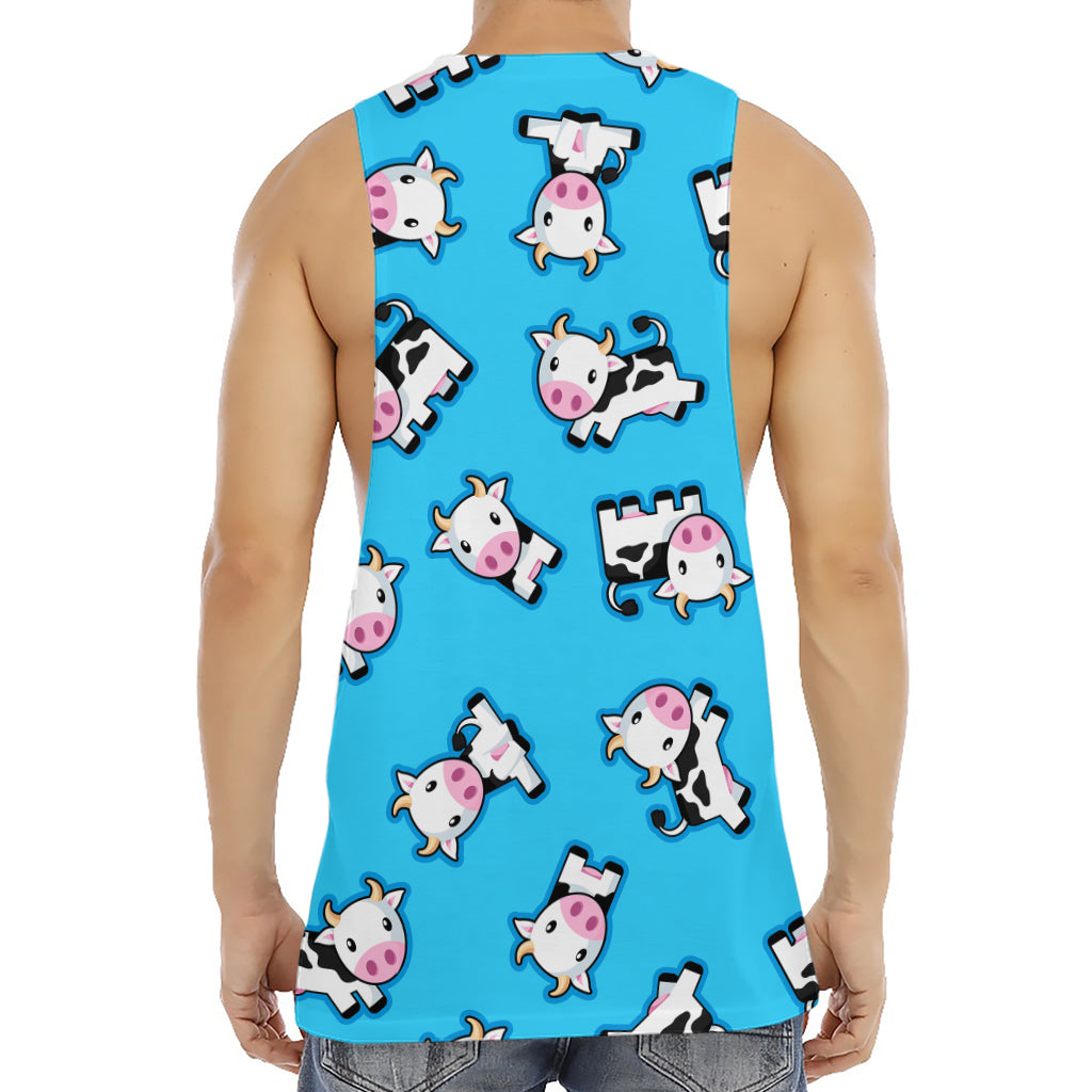 Cute Cartoon Baby Cow Pattern Print Men's Muscle Tank Top