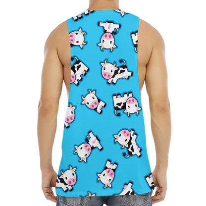 Cute Cartoon Baby Cow Pattern Print Men's Muscle Tank Top