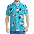 Cute Cartoon Baby Cow Pattern Print Men's Polo Shirt