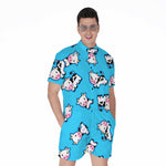 Cute Cartoon Baby Cow Pattern Print Men's Rompers