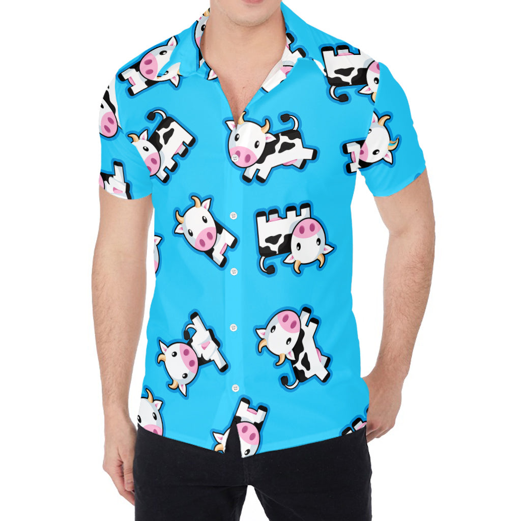 Cute Cartoon Baby Cow Pattern Print Men's Shirt