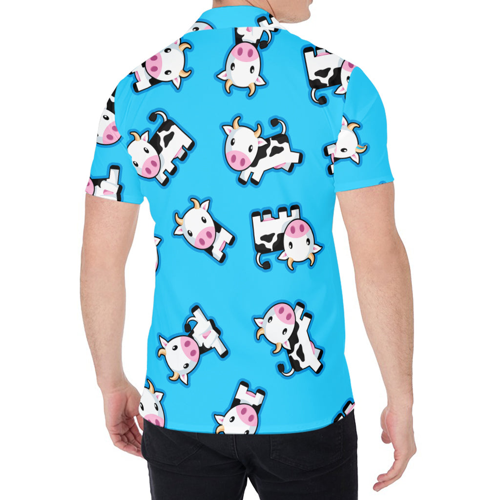 Cute Cartoon Baby Cow Pattern Print Men's Shirt