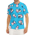 Cute Cartoon Baby Cow Pattern Print Men's Short Sleeve Rash Guard