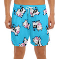 Cute Cartoon Baby Cow Pattern Print Men's Split Running Shorts