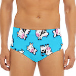 Cute Cartoon Baby Cow Pattern Print Men's Triangle Swim Briefs