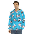 Cute Cartoon Baby Cow Pattern Print Men's Velvet Pullover Hoodie