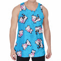 Cute Cartoon Baby Cow Pattern Print Men's Velvet Tank Top
