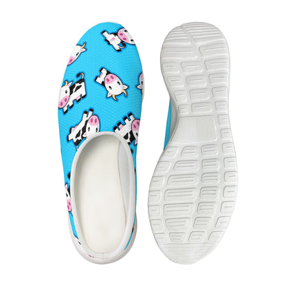 Cute Cartoon Baby Cow Pattern Print Mesh Casual Shoes