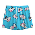 Cute Cartoon Baby Cow Pattern Print Mesh Shorts