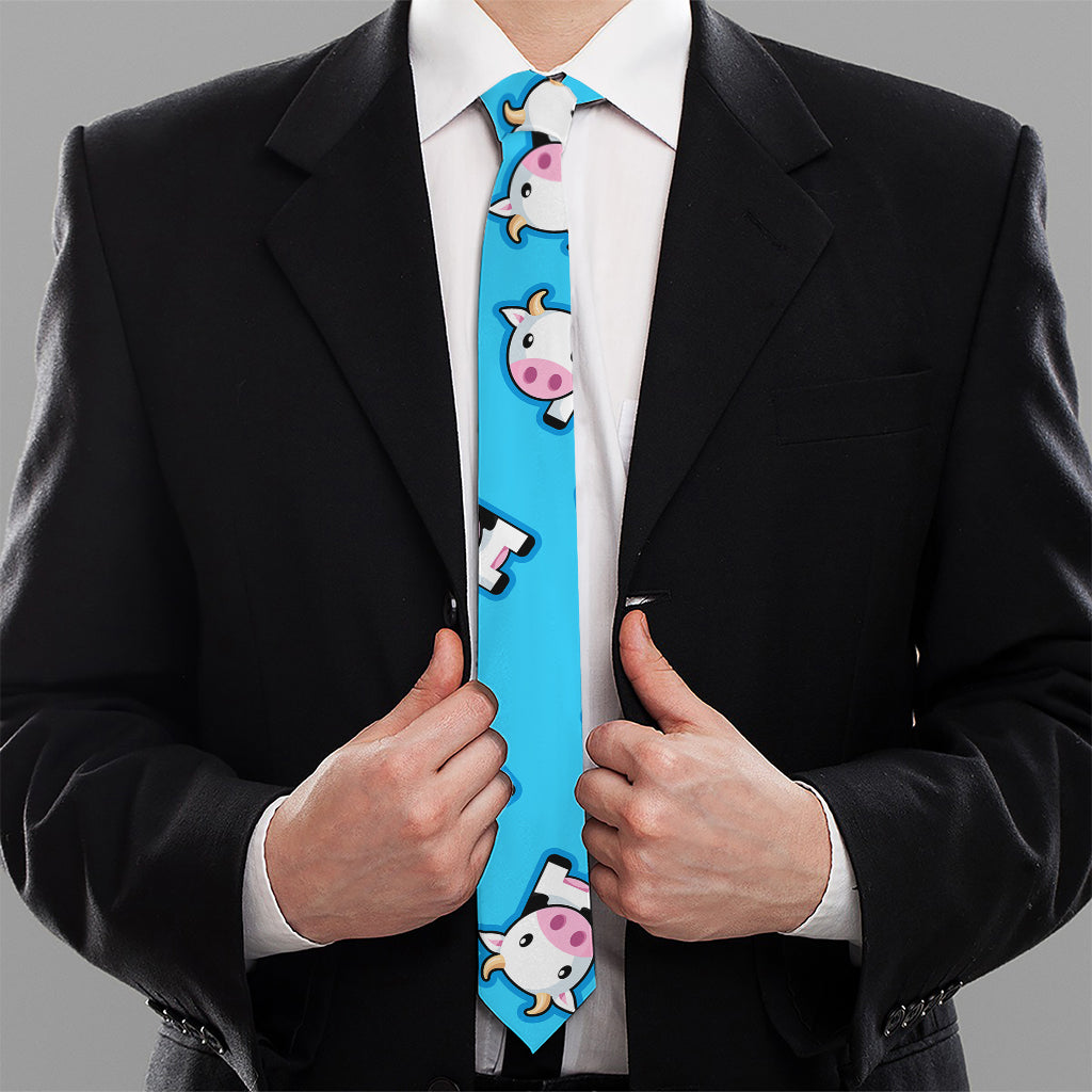 Cute Cartoon Baby Cow Pattern Print Necktie