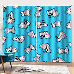 Cute Cartoon Baby Cow Pattern Print Pencil Pleat Curtains