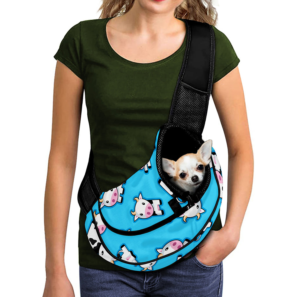 Cute Cartoon Baby Cow Pattern Print Pet Sling Carrier