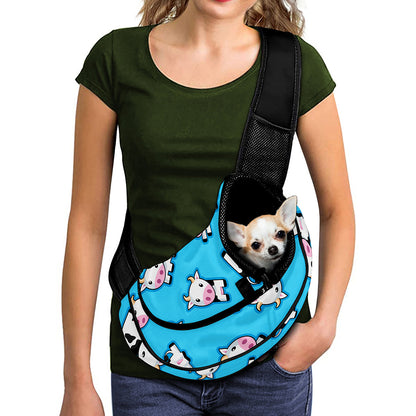 Cute Cartoon Baby Cow Pattern Print Pet Sling Carrier