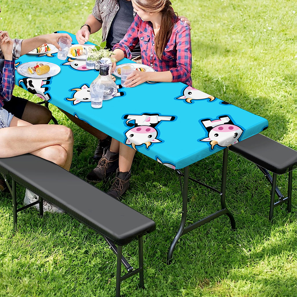Cute Cartoon Baby Cow Pattern Print Picnic Table Cover