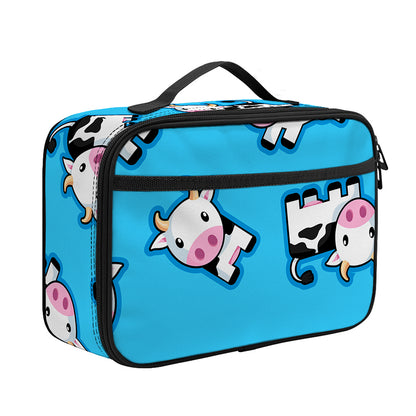 Cute Cartoon Baby Cow Pattern Print Portable Lunch Bag