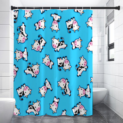 Cute Cartoon Baby Cow Pattern Print Premium Shower Curtain