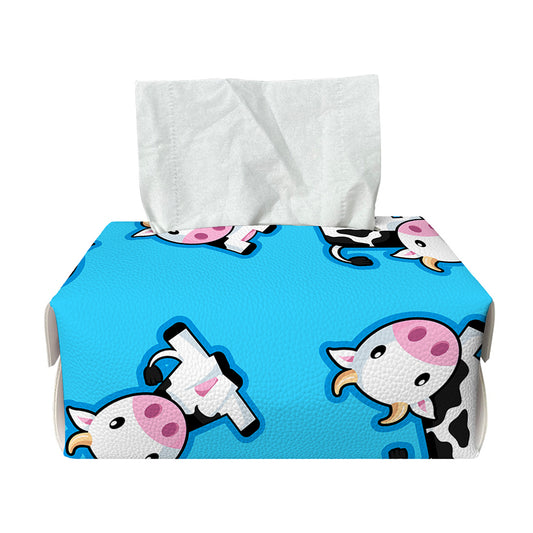 Cute Cartoon Baby Cow Pattern Print Rectangle Tissue Box Cover