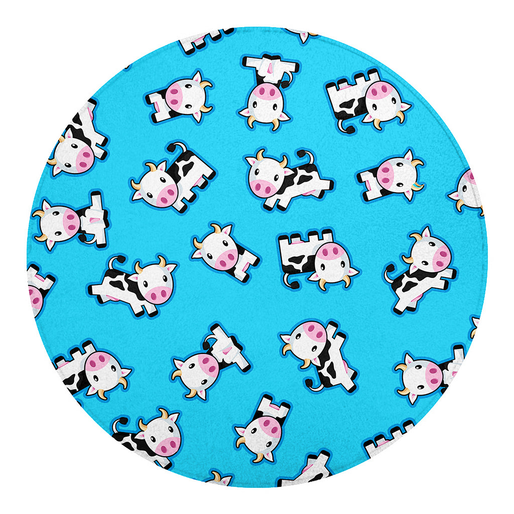 Cute Cartoon Baby Cow Pattern Print Round Blanket