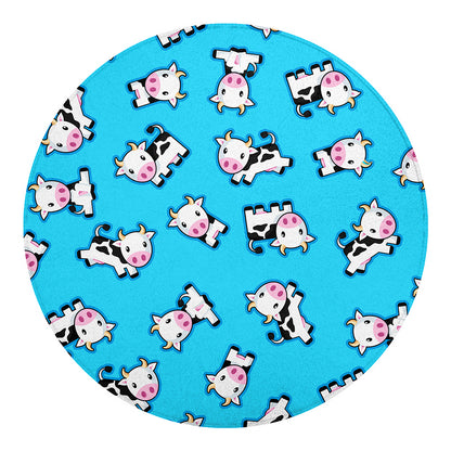 Cute Cartoon Baby Cow Pattern Print Round Blanket