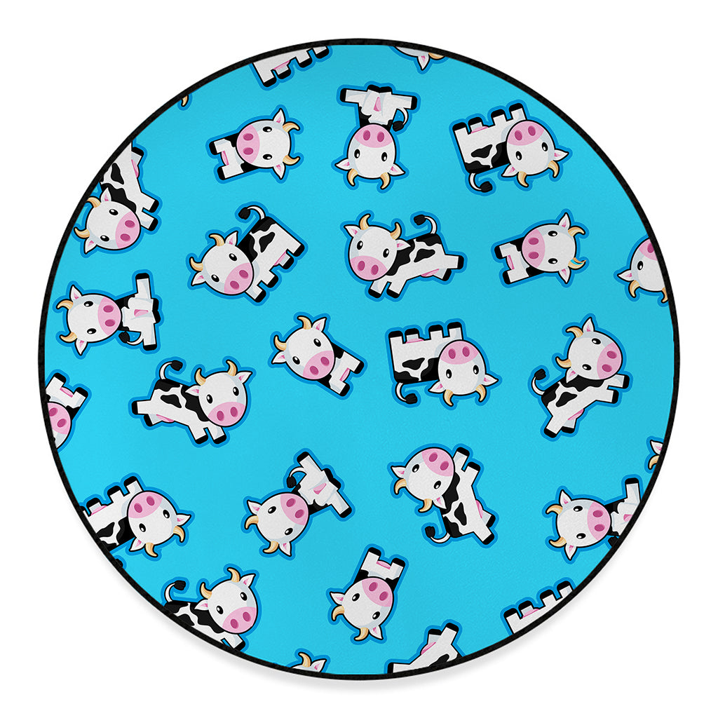Cute Cartoon Baby Cow Pattern Print Round Floor Mat
