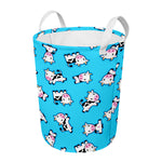 Cute Cartoon Baby Cow Pattern Print Round Laundry Basket