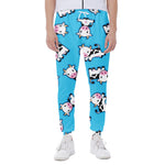 Cute Cartoon Baby Cow Pattern Print Scuba Joggers