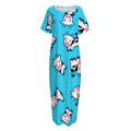 Cute Cartoon Baby Cow Pattern Print Short Sleeve Long Nightdress