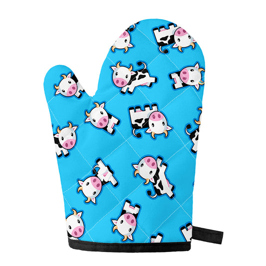 Cute Cartoon Baby Cow Pattern Print Single Oven Mitt