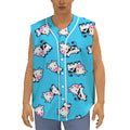 Cute Cartoon Baby Cow Pattern Print Sleeveless Baseball Jersey