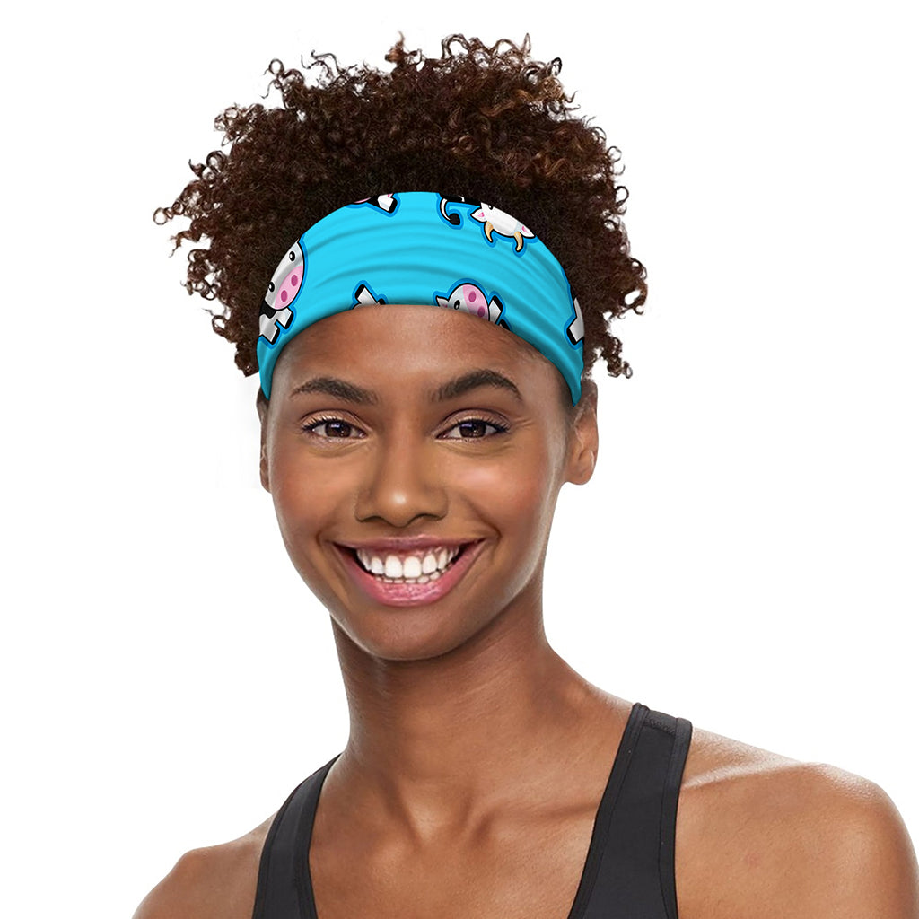 Cute Cartoon Baby Cow Pattern Print Sports Headband