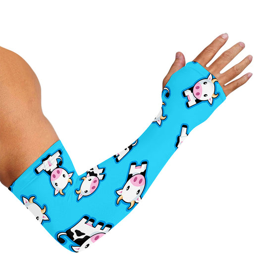 Cute Cartoon Baby Cow Pattern Print Sun Protection Arm Sleeves