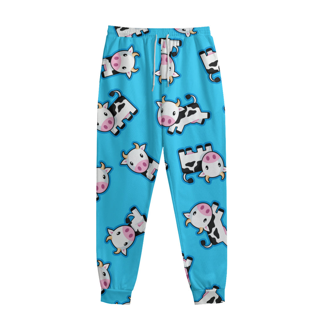 Cute Cartoon Baby Cow Pattern Print Sweatpants