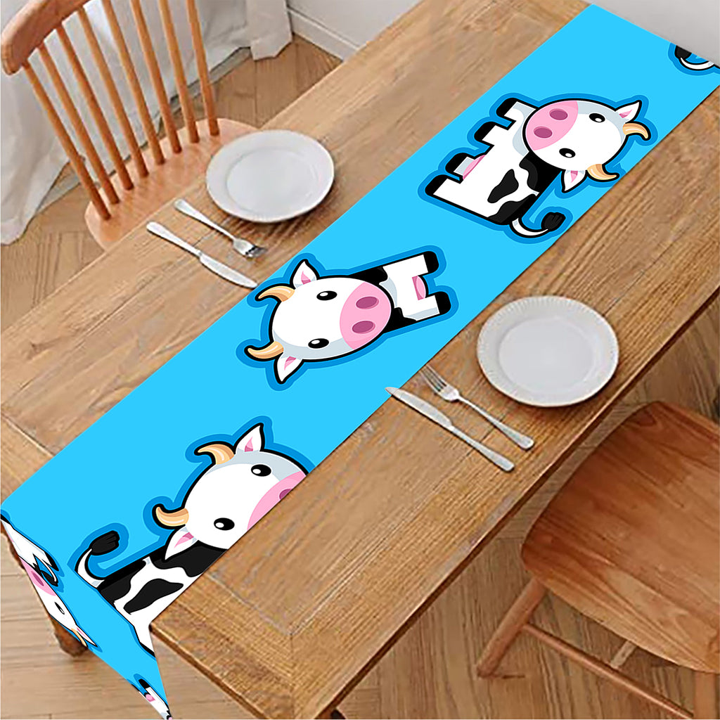 Cute Cartoon Baby Cow Pattern Print Table Runner