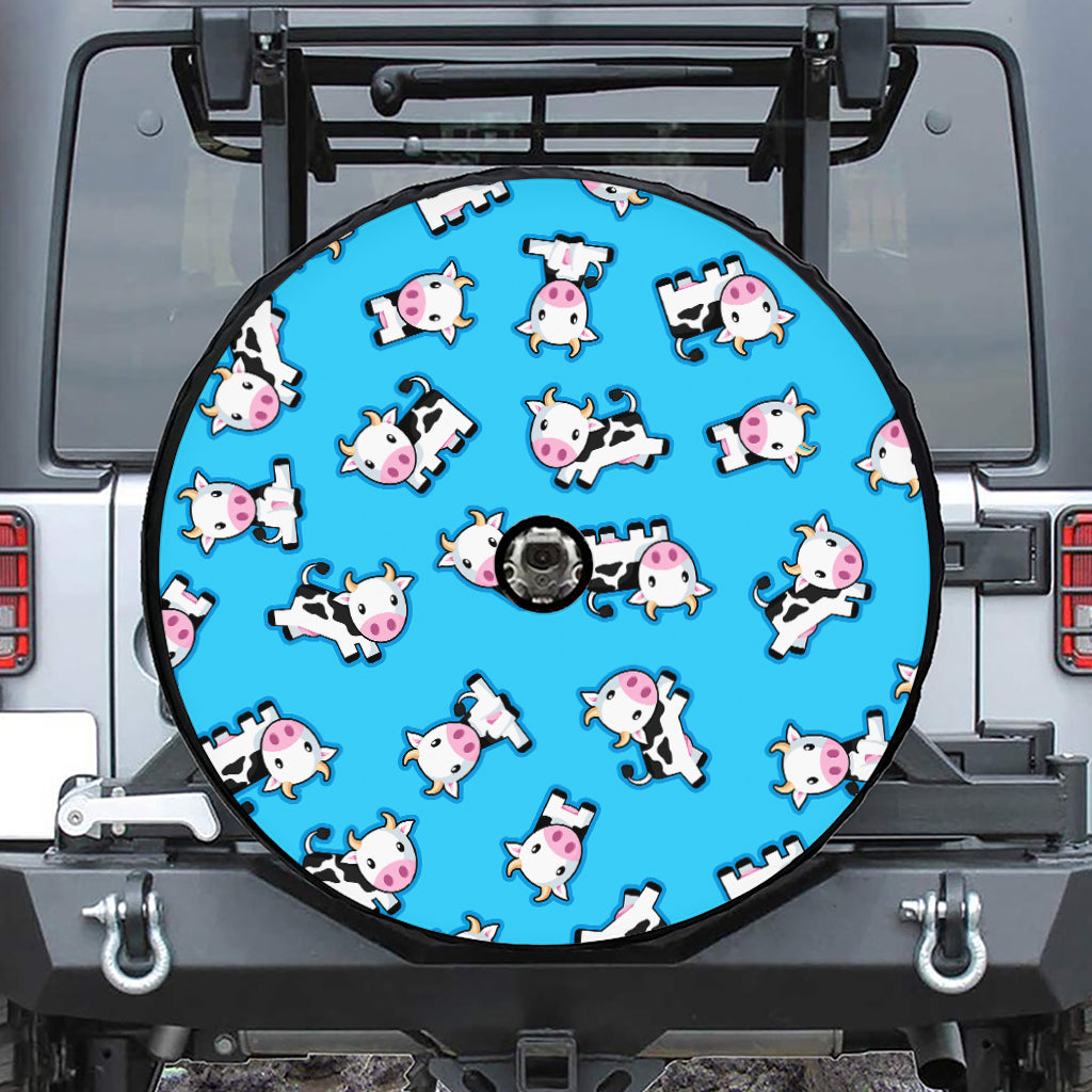 Cute Cartoon Baby Cow Pattern Print Tire Cover With Camera Hole