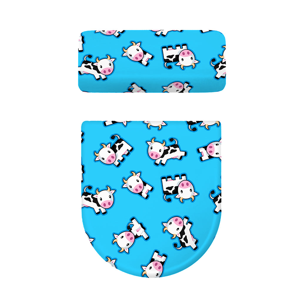 Cute Cartoon Baby Cow Pattern Print Toilet Lid And Tank Cover Set