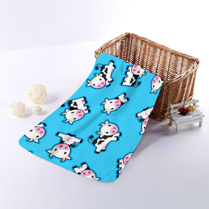 Cute Cartoon Baby Cow Pattern Print Towel