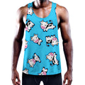 Cute Cartoon Baby Cow Pattern Print Men's Workout Tank Top