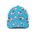 Cute Cartoon Baby Cow Pattern Print White Mesh Trucker Hat