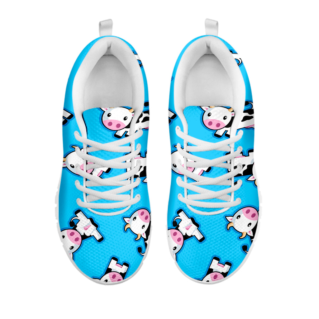 Cute Cartoon Baby Cow Pattern Print White Running Shoes