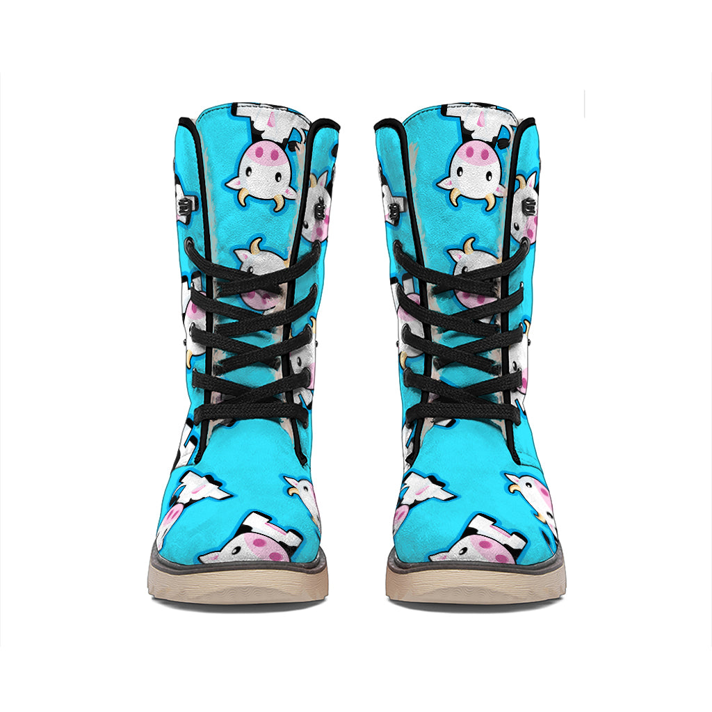 Cute Cartoon Baby Cow Pattern Print Winter Boots