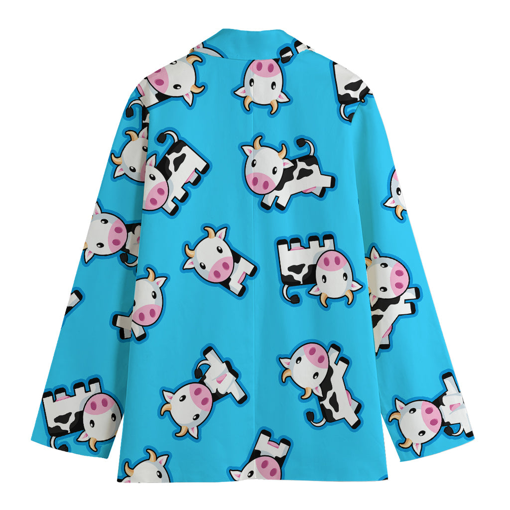 Cute Cartoon Baby Cow Pattern Print Women's Blazer